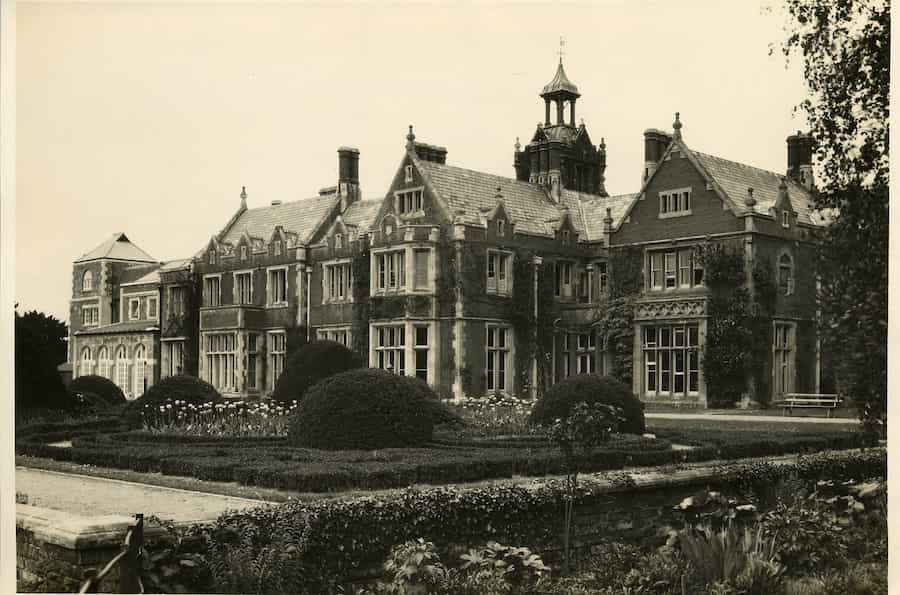 High Leigh in the early 1900s showing the back of the house with its gardens.