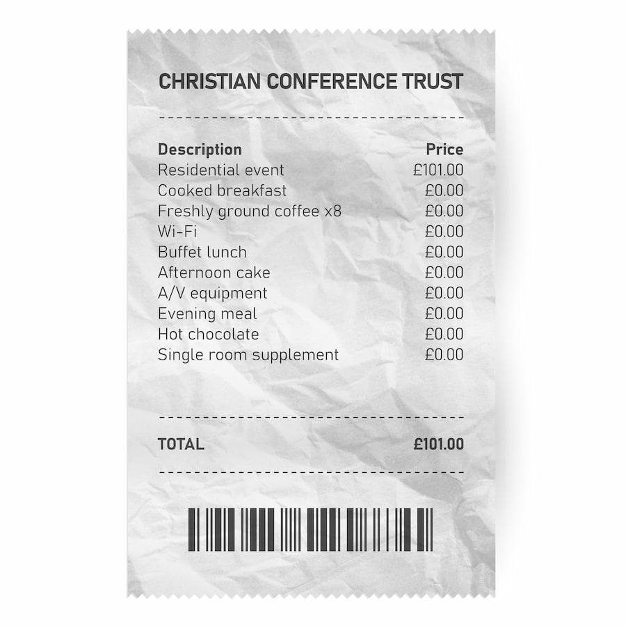 A receipt showing how everything is included for one simple affordable price.