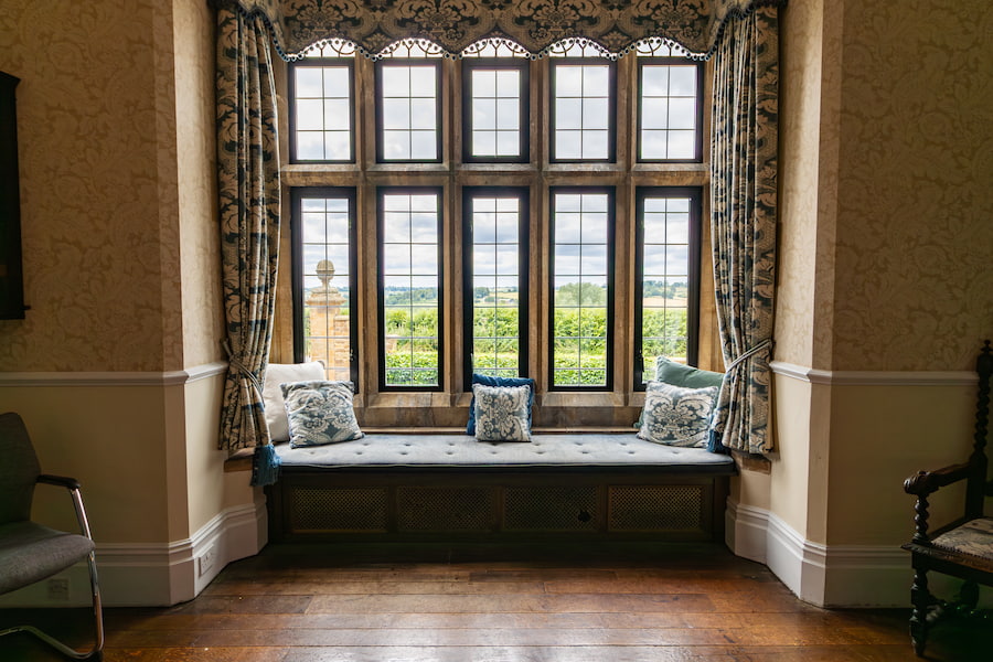 A view of the bay window in Rowan looking out in the gorgeous country side.