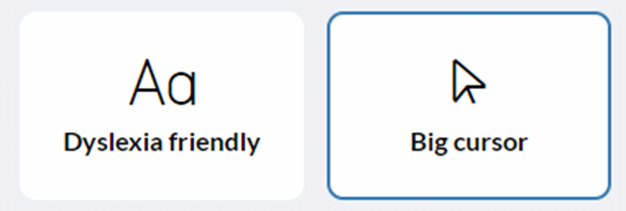 A screenshot of the Accessibility Widget highlighting the Big Cursor section 