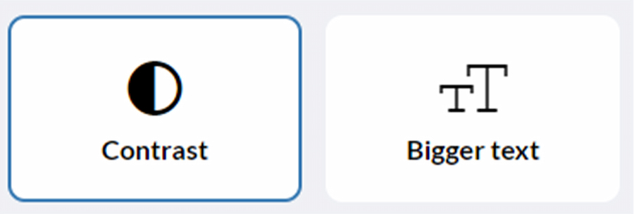 A screenshot of the Accessibility Widget highlighting the Contrast section 