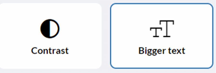 A screenshot of the Accessibility Widget highlighting the Bigger Text section 