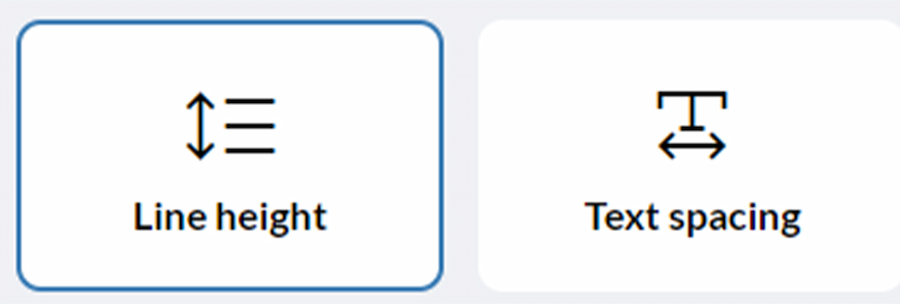 A screenshot of the Accessibility Widget highlighting the Line Height section 