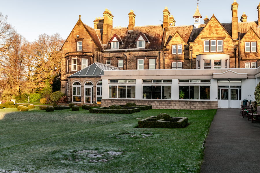 The Hayes exterior showing the grass where picnic tables would usually sit.