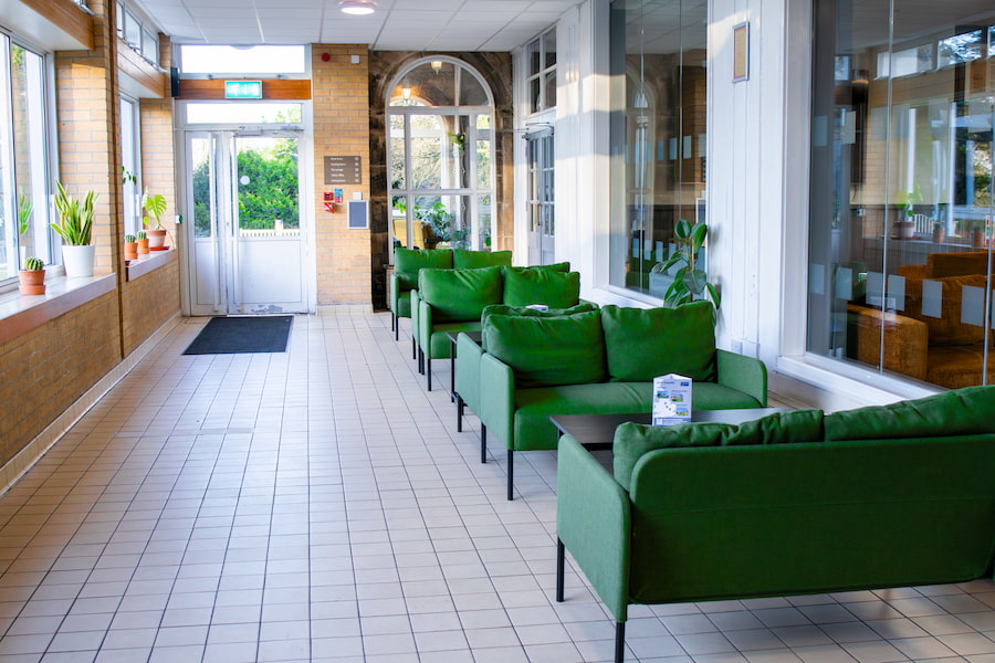 The terrace outside the Bar Lounge which also has new green furniture seating, adding a modern look.